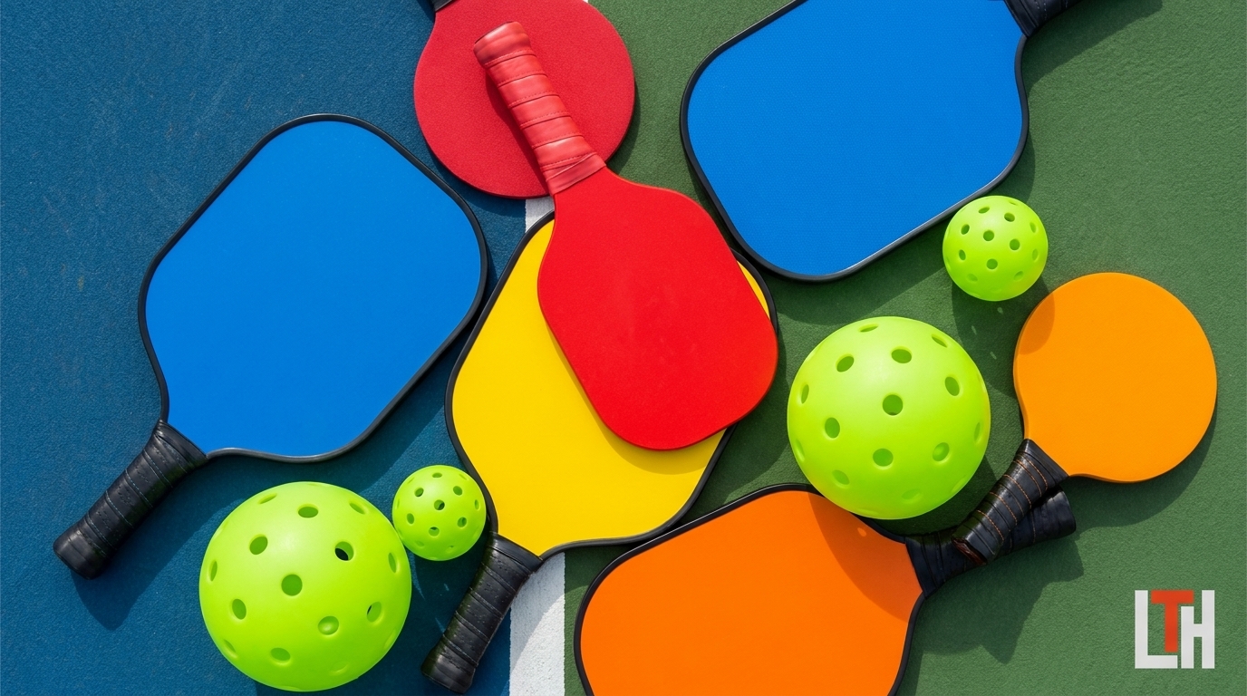 pickleball paddles balls court