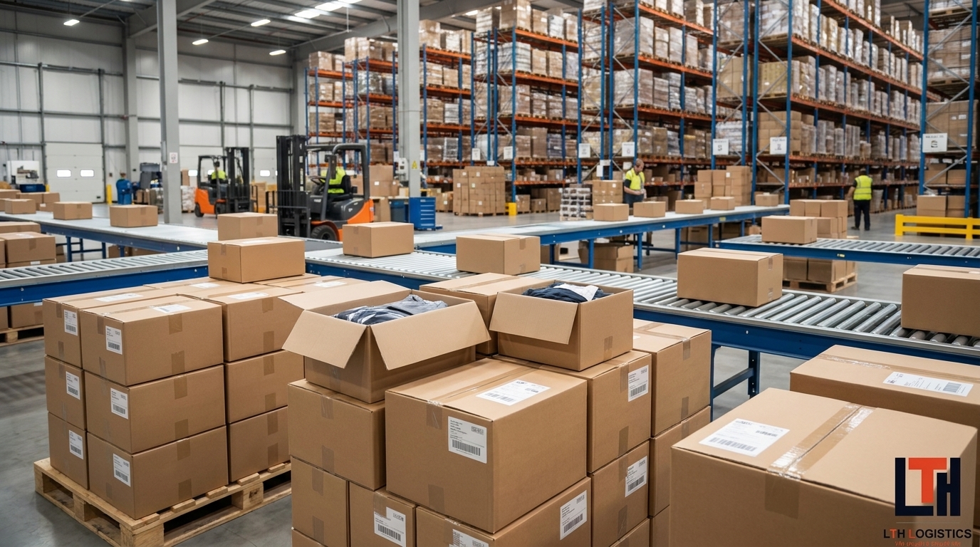 Packed boxes logistics warehouse shipping
